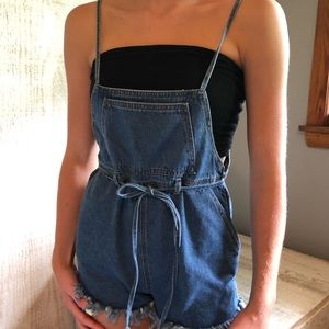 Denim short overalls/romper
